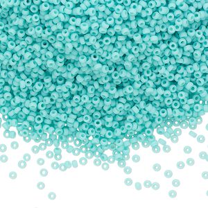 Seed bead, Miyuki, glass, pkg/250g, #15 rocaille, opaque matte sea opal, (RR-412L/F).