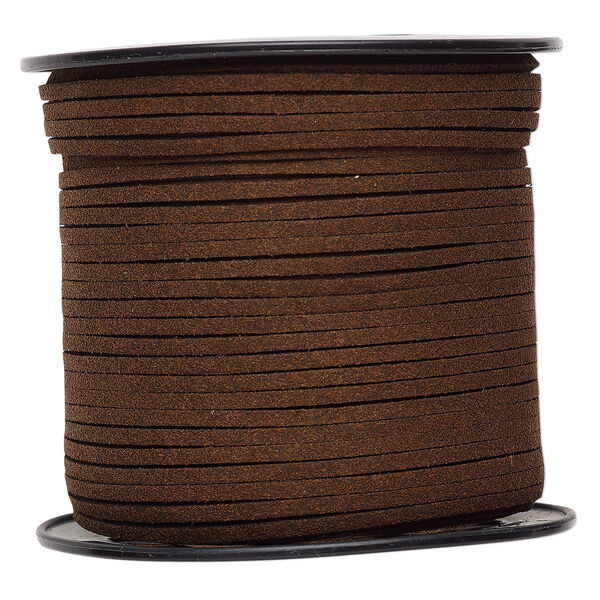 Cord, faux suede, brown, 3mm. Sold per 100-yard spool. image number 0