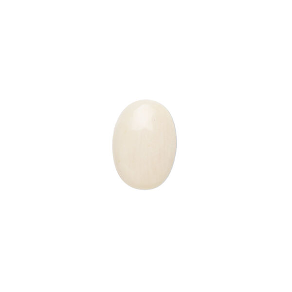 Cabochon, bamboo coral (bleached), white, 14x10mm calibrated oval, Mohs hardness 3-1/2 to 4. Sold per pkg of 2. image number 0