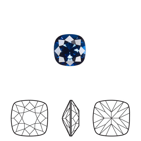 Fancy stone 144pk dark sapphire foil back, Swarovski® ReCreated™ 10mm cushion 4470 image number 0