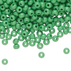 Seed bead, Preciosa Ornela Czech glass, pkg/500g, #6 rocaille, opaque green, (53250).