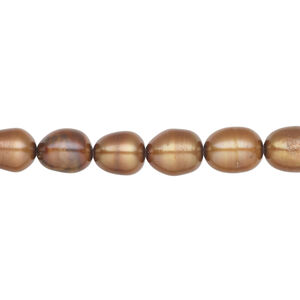 Freshwater pearl 1pkg1, rice, 15.5-16 inch copper 6-7mm cultured