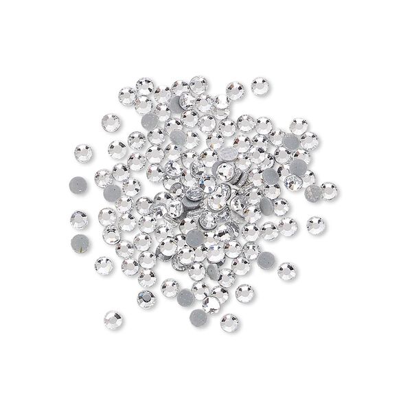 Flat back, hot-fix glass rhinestone, crystal clear, 1.9-2.1mm faceted round, SS6. Sold per pkg of 144 (1 gross). image number 0