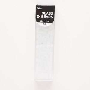 Seed bead, glass, pkg/40g, #6 round, translucent frosted clear.
