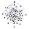 Bead mix, acrylic, opaque white and black, 6mm cube with alphabet letters. Sold per pkg of 100. image number 1