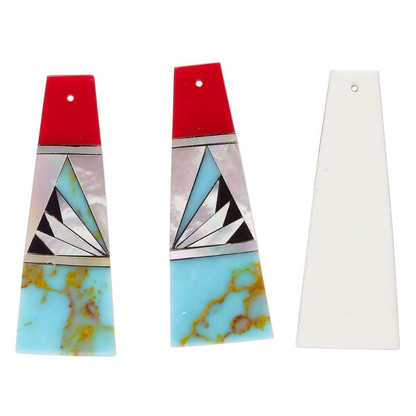 Mother-of-pearl shell 1pkg2, trapezoid focal multicolored 40x14mm image number 0