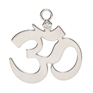 Focal 1pkg1, acrylic and silver-finished "pewter" (zinc-based alloy), clear, 35x34mm ohm.