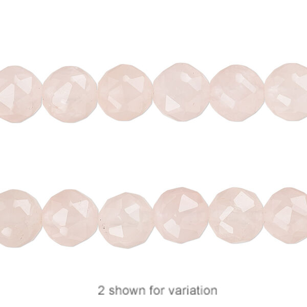 Bead, rose quartz (natural), 8mm rose-cut round, B grade, Mohs hardness 7. Sold per 8-inch strand, approximately 20 beads. image number 0