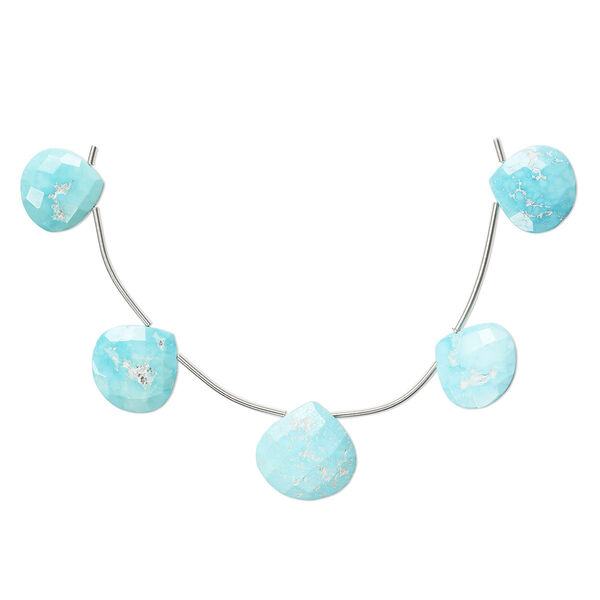 Imperial crown turquoise 1pkg5, hand-cut top-drilled faceted puffed teardrop bead natural B grade, 13-18mm image number 0