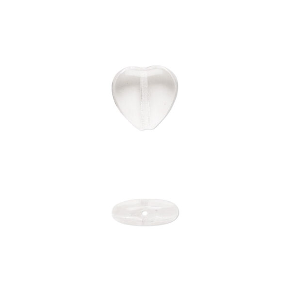 Bead, Czech pressed glass, clear, 10x9.5mm heart. Sold per 15-1/2" to 16" strand, approximately 45 beads. image number 0