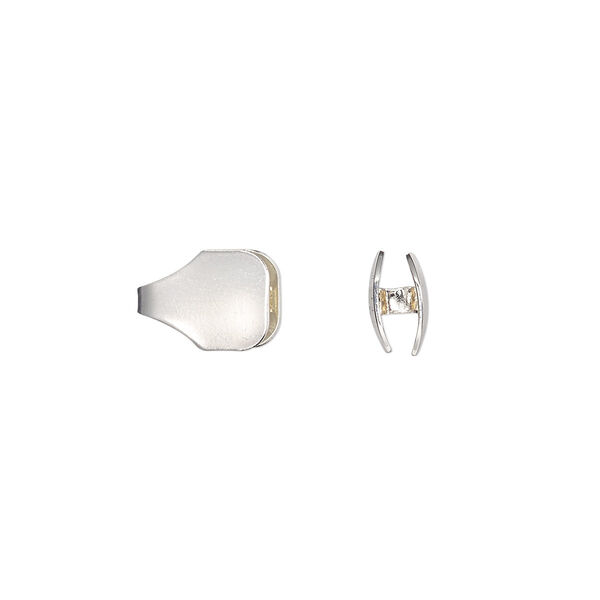 Cord end, glue-in, silver-plated brass, 11x8mm with 7x3.5mm inside diameter. Sold per pkg of 6. image number 0