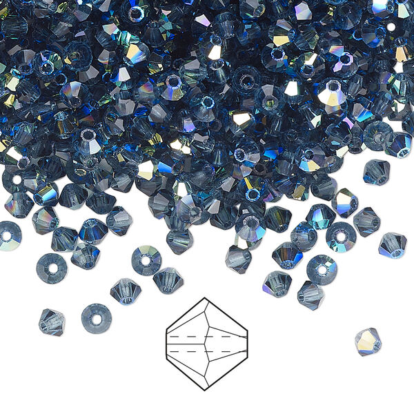 Bead 144pk Montana AB, Preciosa Czech crystal 3mm bicone image number 0