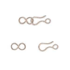 Clasp hook&eye 1pkg10, 22x7mm, copper 1-strand