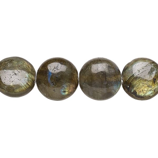 Labradorite 1pkg1, flat round bead natural 15.5-16 inch 12mm image number 0