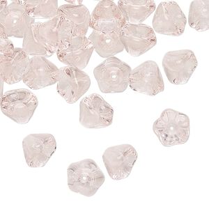 Czech pressed glass 1pkg80, flower bead light rose 8.5x6.5mm