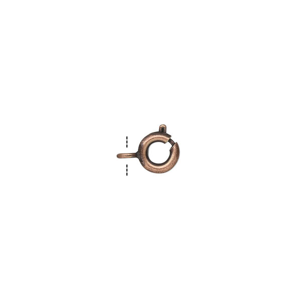 Clasp, springring, antique copper-plated brass, 6mm. Sold per pkg of 100. image number 0