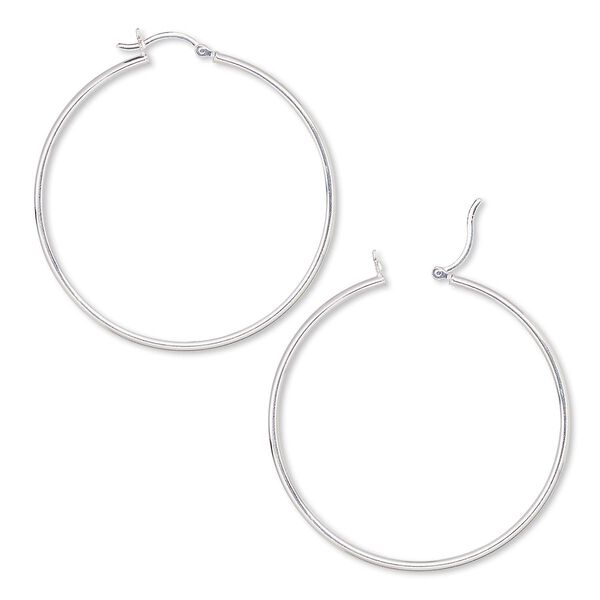 Earring, sterling silver-filled, 50mm round hoop with latch-back closure. Sold per pair. image number 0