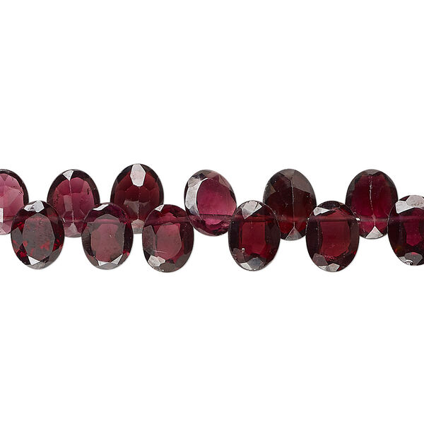 Bead, rhodolite garnet (dyed), 8x6mm hand-cut top-drilled faceted domed oval, B+ grade, Mohs hardness 7 to 7-1/2. Sold per 4-inch strand. image number 0