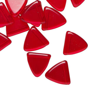 Bead 1pkg30, Czech pressed glass, transparent ruby red, 13x13x12mm top-drilled flat triangle.