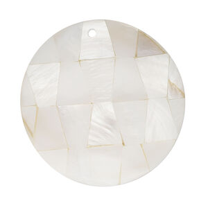 Black lip shell / gold lip shell / mother-of-pearl shell 1pkg1, top-drilled 2sided puffed flat round focal 34-35mm