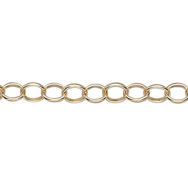 Chain, 14Kt gold-filled, 2.5mm rolo. Sold per pkg of 5 feet. image number 0
