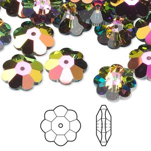 Margarita flower 12pk crystal vitrail medium, Crystal Passions® 12x4mm 3700