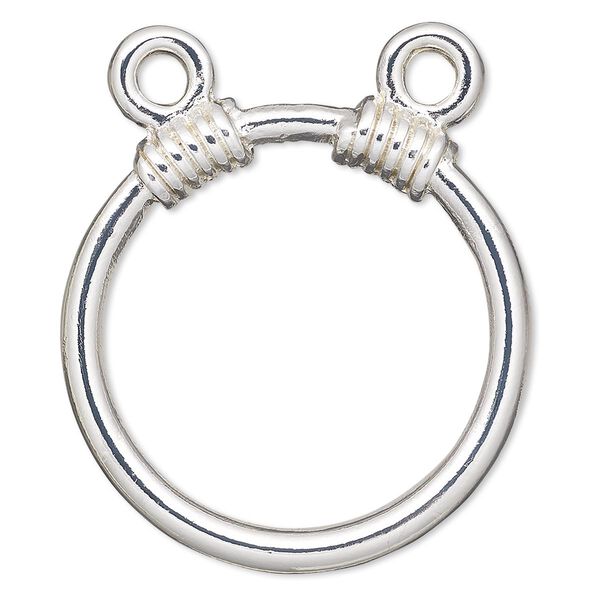 Eyeglass loop, silver-finished "pewter" (zinc-based alloy), 38mm round with 8.5mm loop and (2) 3.5mm holes. Sold per pkg of 4. image number 0