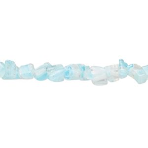 Bead, millefiori glass, translucent clear / sky blue / multicolored, small chip. Sold per 35-inch strand.