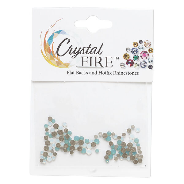 Flat back mix 1pkg120 Pacific opal and white opal, Crystal FIRE&reg;, 1.7-2.7mm round SS5 / SS7 / SS9 image number 0