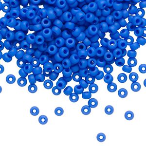 Seed bead, Miyuki, glass, pkg/250g, #8 rocaille, opaque matte cyan blue, (RR-417F).