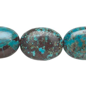 Turquoise 1pkg1, puffed oval bead 7 inch 24x18mm-25x20mm