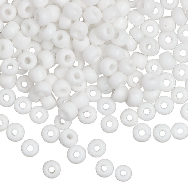 Seed bead, Miyuki, glass, pkg/25g, #6 rocaille, opaque white, (RR-402). image number 0