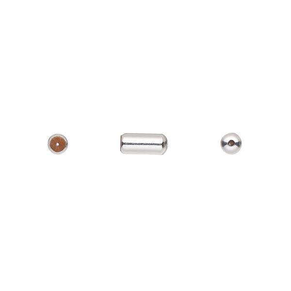 Earnut 1pkg100 silver-plated, 7x3mm, brass / PVC 50 pair image number 0