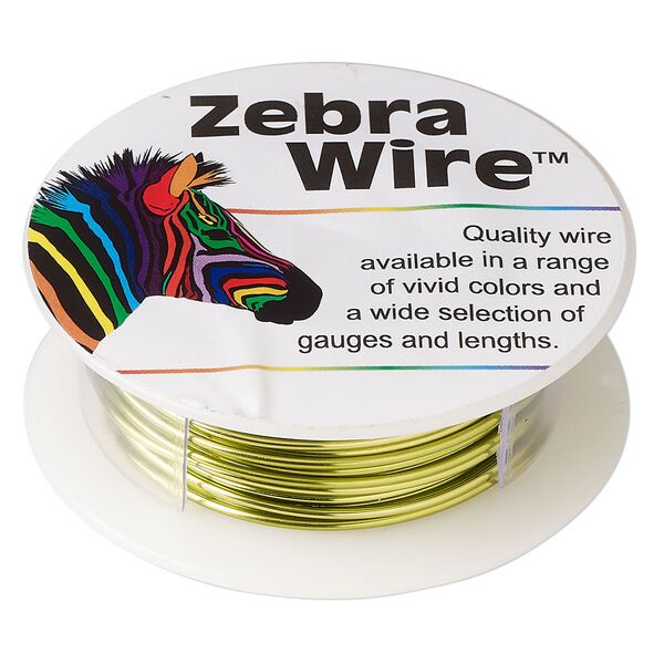 Wire, Zebra Wire™, color-coated copper, light lime, round, 18 gauge. Sold per 10-yard spool. image number 0