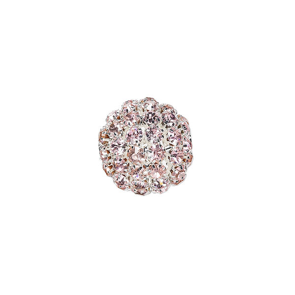Bead, glass rhinestone and silver-plated brass, pink, 27mm ball with 5mm chatons, 4.5mm hole. Sold individually. image number 0