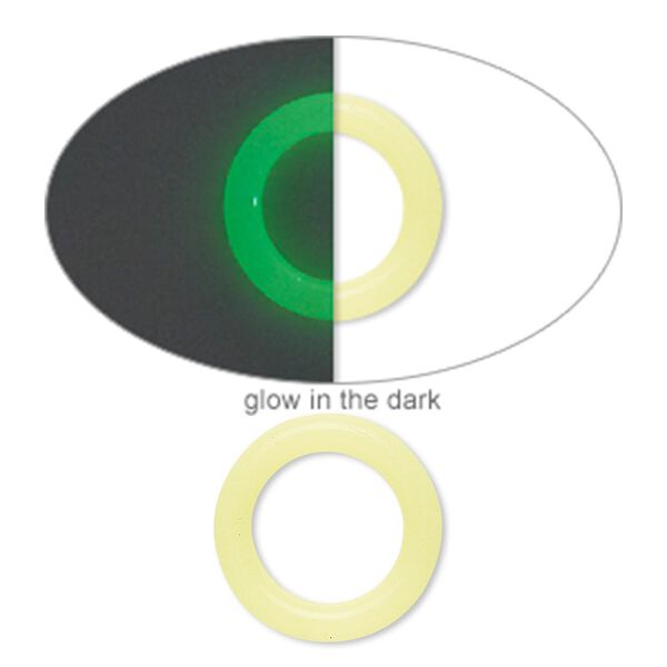 Component, Oh! Ring™, silicone, pale yellow glow-in-the-dark, 15mm round with 10mm hole. Sold per pkg of 100. image number 0