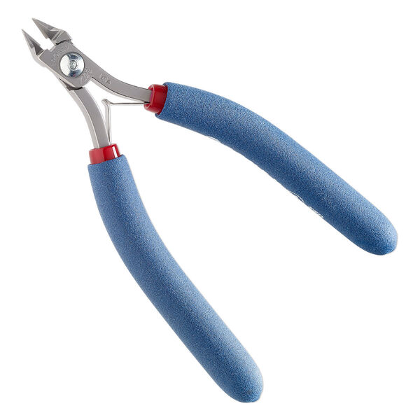 Pliers, Tronex®, flush-cutter, steel and rubber, red / blue / white, 5-1/2 inches. Sold individually. image number 0