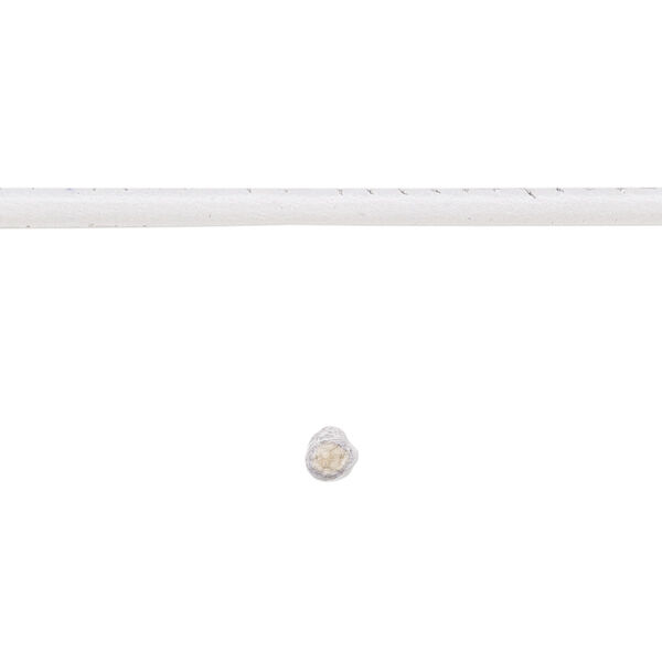 Cord, leather and cotton (dyed), white, 2.5mm zigzag-stitched round. Sold per 1-yard section. image number 0