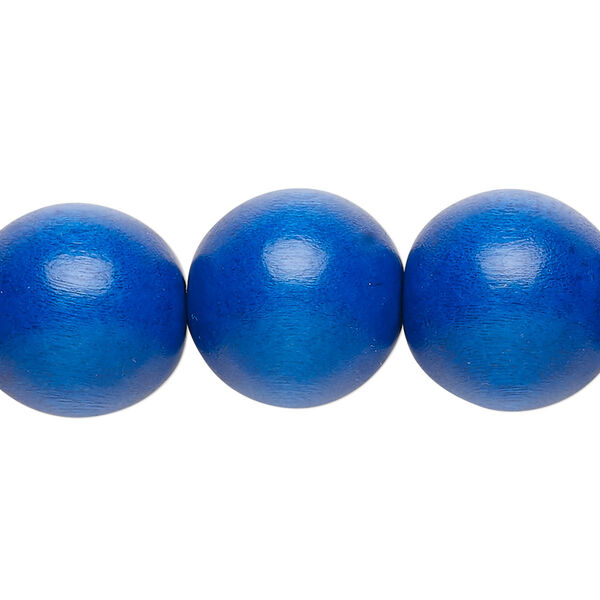 Bead, Taiwanese cheesewood (dyed / waxed), dark blue, 15-16mm round. Sold per 15-1/2" to 16" strand. image number 0