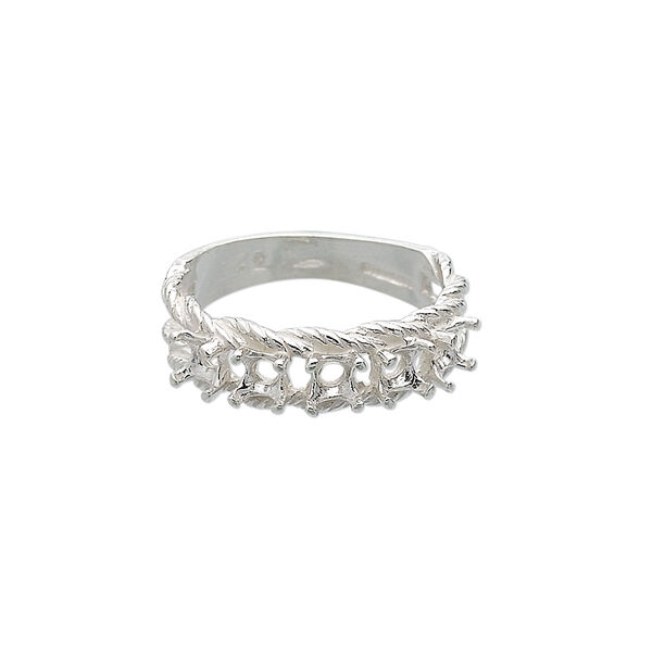 Ring, Sure-Set™, sterling silver, braided band with (5) 3.5mm 4-prong round settings, size 6. Sold individually. image number 0
