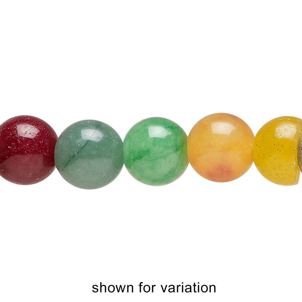 Multi-gemstone 1pkg1, round bead 15 inch 10-11mm image number 2