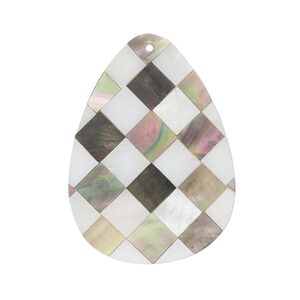 Focal, black lip shell / gold lip shell / mother-of-pearl shell (assembled), 34x24mm - 36x25mm single-sided teardrop, Mohs hardness 3-1/2. Sold individually.