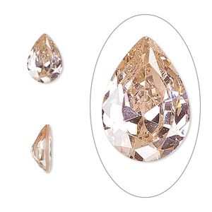 Gem, cubic zirconia, sapphire rose, 10x7mm faceted pear, Mohs hardness 8-1/2. Sold individually.