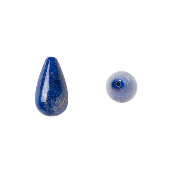 Lapis lazuli 1pkg2, half-drilled teardrop bead natural 15x8mm image number 0