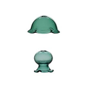 Focal, glass, teal, 34x19mm and 23x21mm jellyfish, handmade. Sold per 2-piece set.