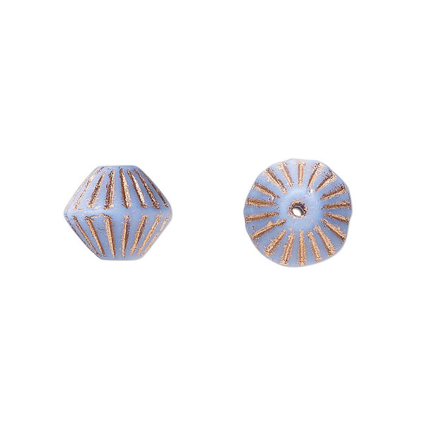 Bead, Preciosa, Czech pressed glass, opaque lavender matte copper, 11mm fluted bicone. Sold per pkg of 12. image number 0