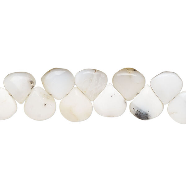 Bead, dendritic opal (natural), 7-9mm hand-cut top-drilled puffed teardrop, C grade, Mohs hardness 5 to 6-1/2. Sold per 8-inch strand, approximately 40 beads. image number 0