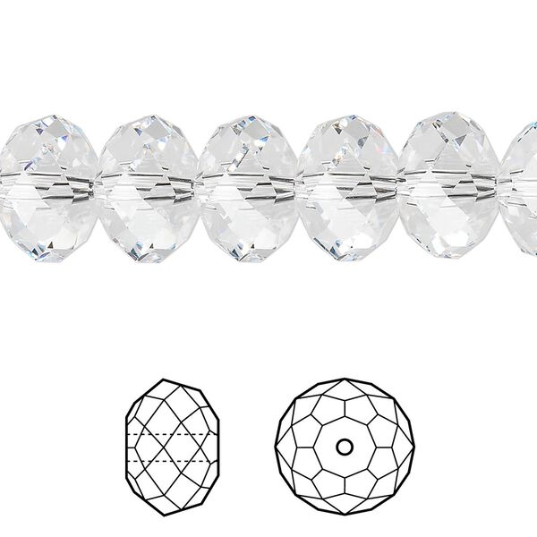 Bead 2pk crystal, Crystal Passions® 12x8mm rondelle 5040 image number 0