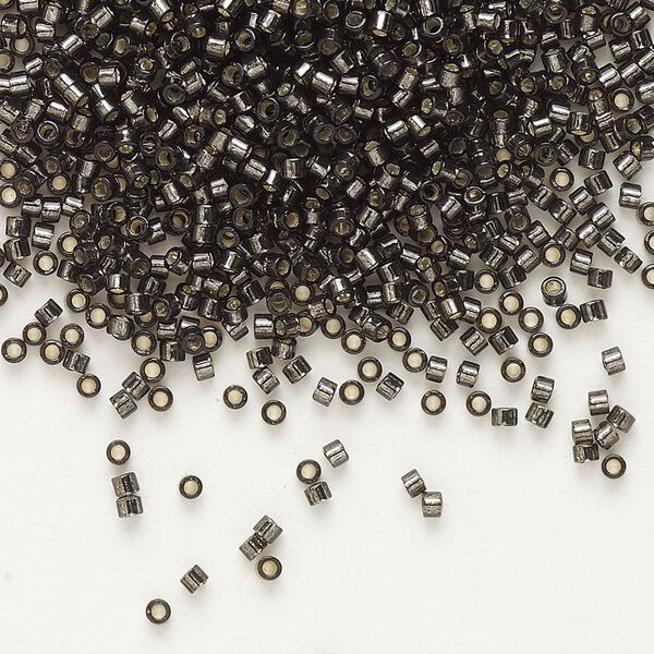 Seed bead, Delica®, glass, pkg/7.5g, #11 round, transparent silver-lined dark grey (DB-0613). image number 0