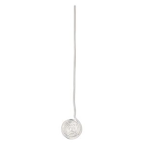 Head pin 1pkg1 sterling silver, 2 inches with 10mm swirl, 22 gauge.